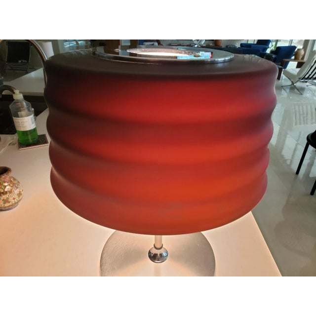 1970s Mid-Century Modern Italy Steel Table Lamp With Glass Shade For Sale In Orlando - Image 6 of 8