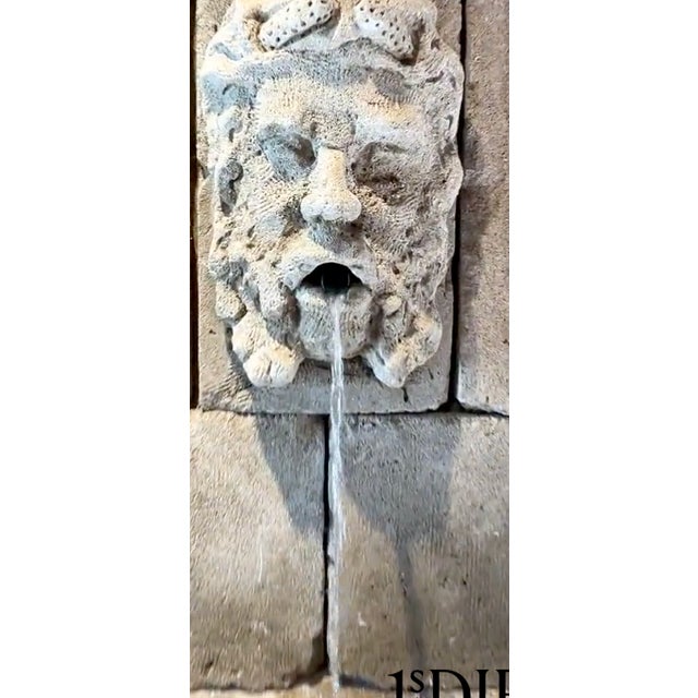 French Fabulous 18th-19th Century French Carved Stone Fountain With Poseidon Bust For Sale - Image 3 of 8