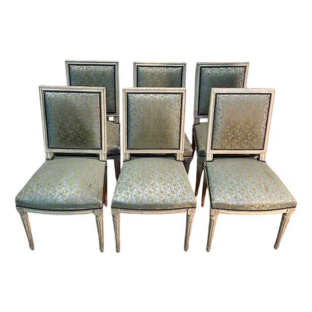 Louis XVI Chairs in Beige, Set of 6 For Sale