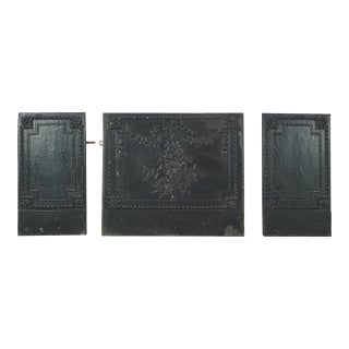The Plaza Hotel French Black Cast Iron Fireback Set For Sale
