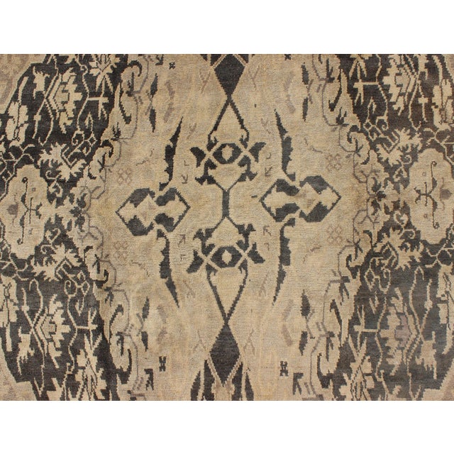 Mid 20th Century Turkish Antique Sevas Rug With Fine Weave in Gray Green and Taupe 6'6" X 8'9" For Sale - Image 5 of 8