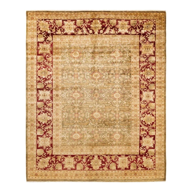 Vintage Traditional Hand Knotted Wool Area Rug, Olive - 8'1" X 9'10" For Sale - Image 9 of 9