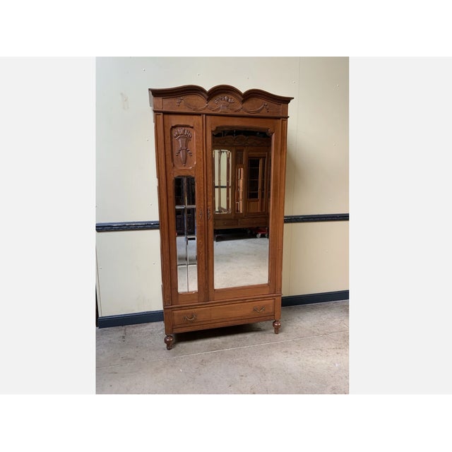 Brown Antique Art Nouveau Style Linen Cupboard, 1910s For Sale - Image 8 of 8