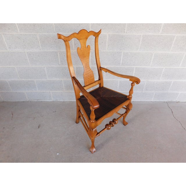 New England Style Figured Maple Lyre Back Arm Chair Attributed to William Savery For Sale - Image 16 of 17