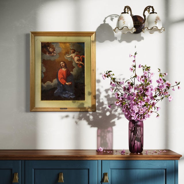 Italian Artist, Christ with Angels, 1690, Oil on Canvas For Sale - Image 13 of 16