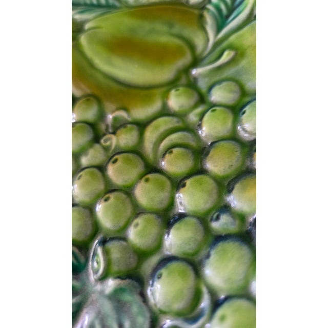 1960s Inarco Japan E2606 Green Majolica-Style Fruit Pedestal Compote For Sale - Image 9 of 18