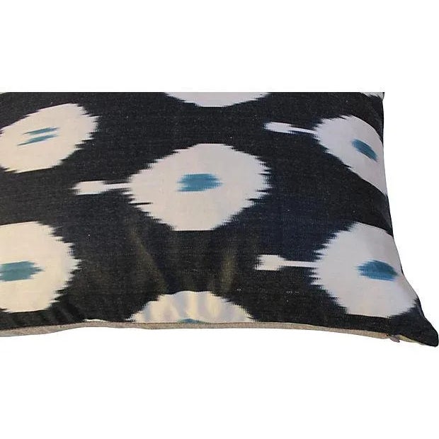 Pair of custom pillows made from a vintage silk Ikat textile sourced from the Grand Bazaar in Istanbul. Linen backs,...