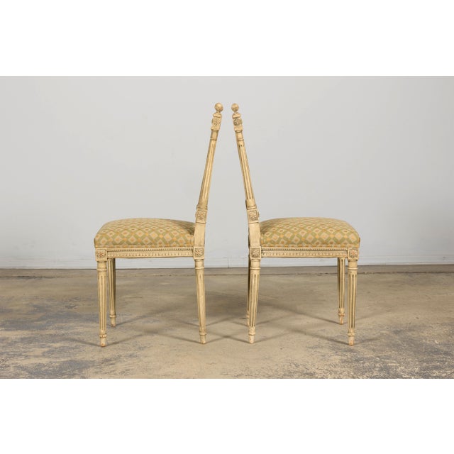 Set of Six Late 19th Century French Louis XVI Style Painted Cane Back Dining Chairs For Sale - Image 10 of 18