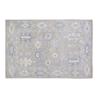 Turkish Oushak Hand Knotted Wool Rug, 4'x6'2" For Sale