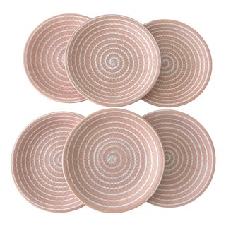 Vintage Pink Marbled Ceramic Dinnerware Set from Longchamp, 1990s, Set of 6 For Sale