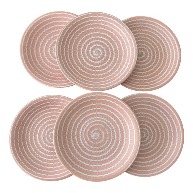 Vintage Pink Marbled Ceramic Dinnerware Set from Longchamp, 1990s, Set of 6 For Sale