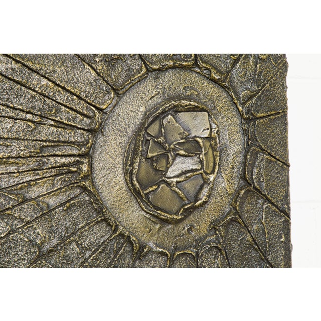 Wood Brutalist Bronzed Resin Wall Relief Sculpture, Style of Paul Evans, c 1970s For Sale - Image 7 of 12
