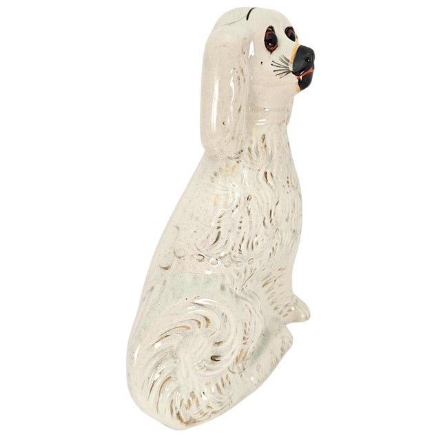 Antique Victorian Staffordshire Spaniel Dogs Amber Glass Eyes England C1880 Pair For Sale - Image 14 of 18