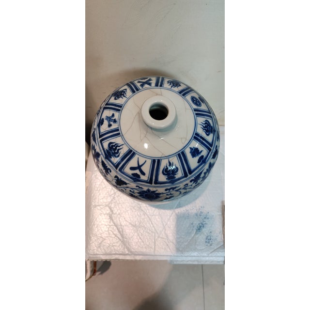 Chinese Ceramic Vase Blue and White Porcelain Plum Vase Hand Painted Drragon Pattern For Sale In Seattle - Image 6 of 11