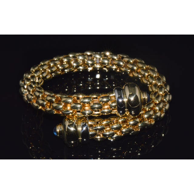 Late 20th Century Rare Fope Flex’it Blue Sapphire Woven Wrap Bangle Bracelet in 18k Yellow & White Gold For Sale - Image 14 of 17