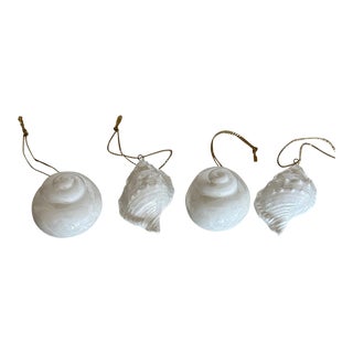 Vintage Ceramic Seashells Christmas Ornaments Set of 4 For Sale