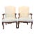 Early 19th Century French Louis XV Carved Walnut Fauteuil Armchairs- A Pair For Sale