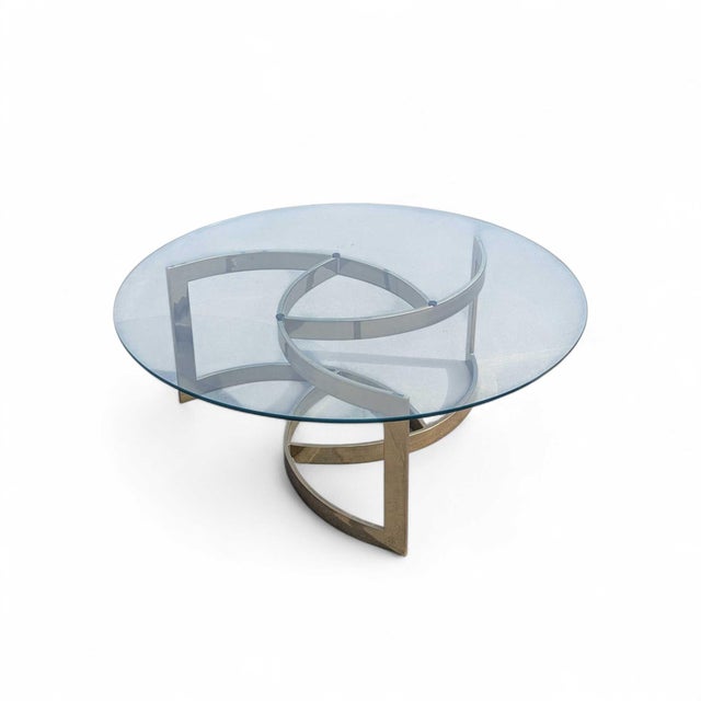 Mid 20th Century Brass and Glass Interlocking Geometric Coffee Table For Sale - Image 16 of 18