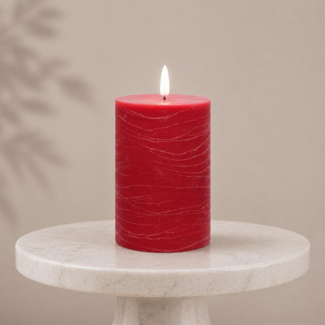 Modern FIA Wick Red Pillar Candle (Set of 2) For Sale - Image 3 of 5