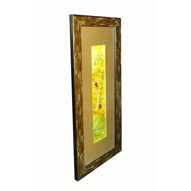 Vintage Hand Embroidered Framed Textile For Sale - Image 4 of 7