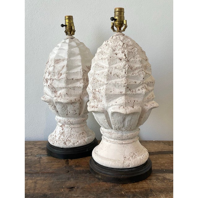 Vintage Plaster Artichoke Lamps - A Pair For Sale - Image 11 of 12