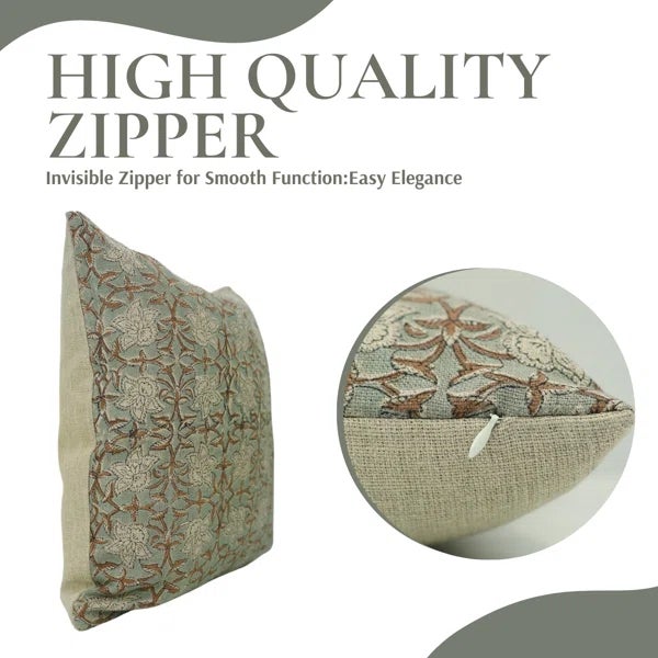 Modern Fabdivine Throw Pillow Cover 26x26 Inch Handmade Cushion With Block Print- Chudamani For Sale - Image 3 of 5