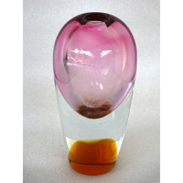 Glass Pink Glass Vase, 1960s For Sale - Image 7 of 10