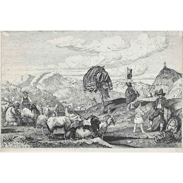 The Landscape of Roman Countryside is an original etching artwork realized after Charles Coleman (1807, Yorkshire - 1874,...