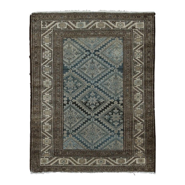 Antique Persian Malayer Rug in Blue, Beige and Cream Geometric Pattern - Rug & Kilim For Sale