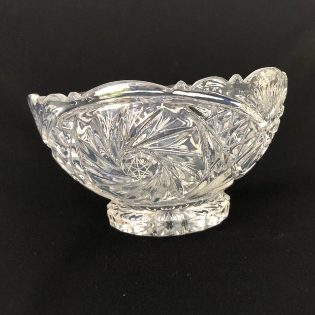 French Provincial Vintage Pressed Clear Glass Star With Floral Design Serving Bowl For Sale - Image 3 of 5
