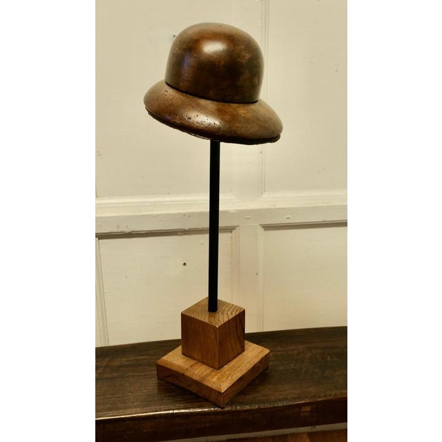 French Fruit Wood Hat Display Stand This is a form for a 1920s Deep Brim Cloche style hat, with a deep round crown, it is...