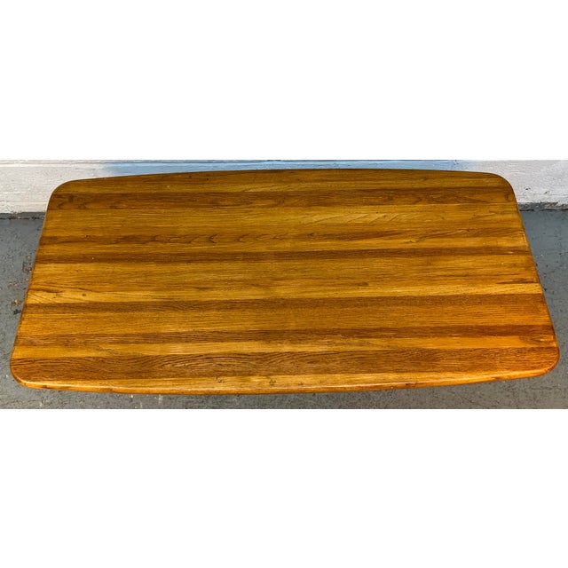 Brown Mid 20th Century Solid Modern Oak Butcher Block Coffee Table For Sale - Image 8 of 10