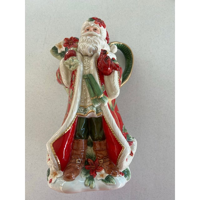 Red Vintage Fitz & Floyd St Nicholas Pitcher Ceramic Santa Claus For Sale - Image 8 of 11