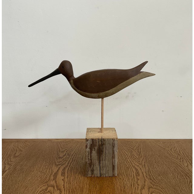 Mid-Century Modern 20th C. Mid-Century Modern Style Rustic Shorebird Sculpture on Driftwood For Sale - Image 3 of 6