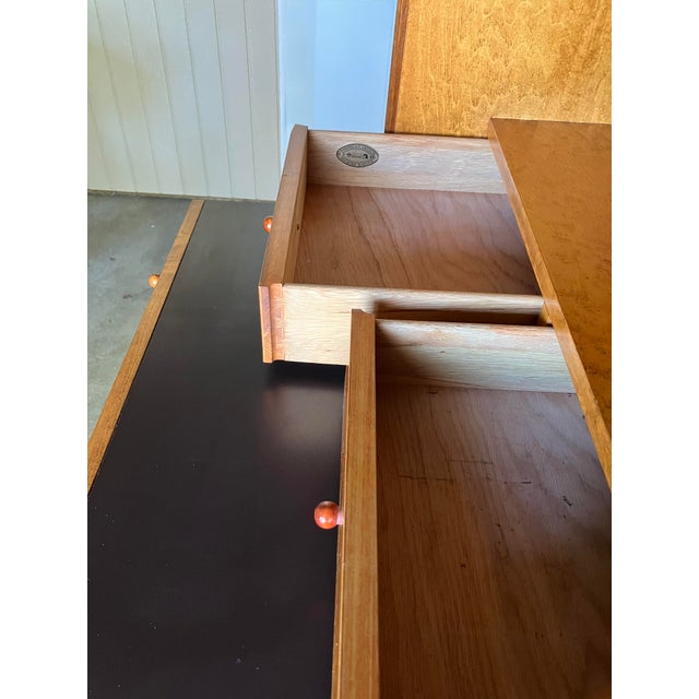 Oxblood Red 1980s Hickory Kaylyn "Gear" Mahogany & Birdseye Maple Bar Cabinet Storage Cabinet and Foot For Sale - Image 8 of 16