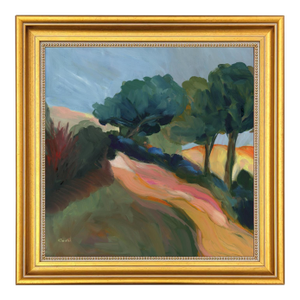 Views Above, Vintage Swedish Inspired Mid Century Modern, Impressionist Landscape Oil Painting by Alexandra Swistak
