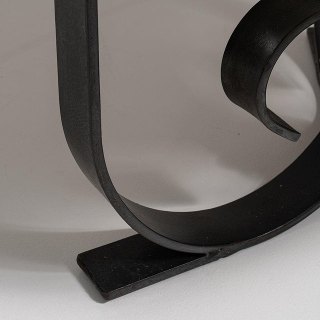 1920-1929 France Warm White Marble Wrought Iron Scroll-Base Table For Sale - Image 11 of 11