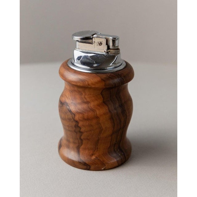 Vintage Curved Wooden Table Lighter, Italy, 1960s For Sale - Image 4 of 13