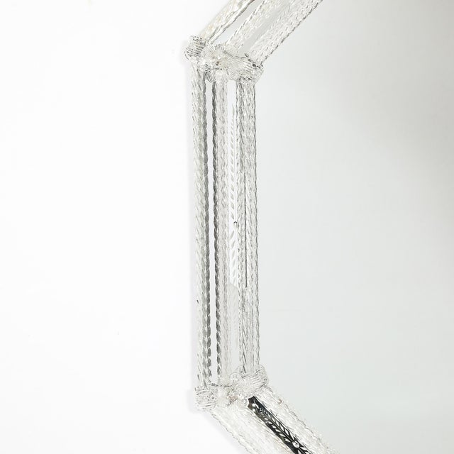 Mid-Century Venetian Braided Glass Rods & Reversed Etched Octagonal Mirror For Sale In New York - Image 6 of 12