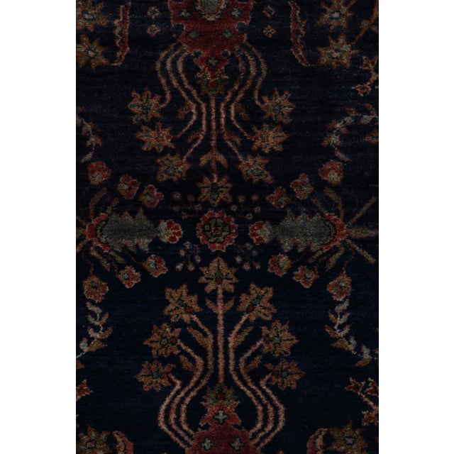 Traditional Antique Persian Sarouk Farahan Rug in Blue With Floral Patterns - Rug & Kilim For Sale - Image 3 of 7