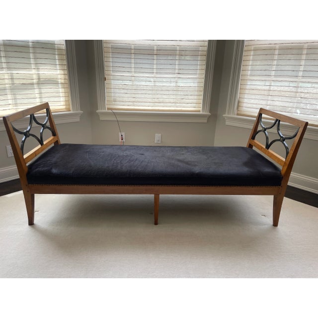 Biedermeier style Daybed open sides and slight curved side arms with ebony reeded side panels, and tapered legs....