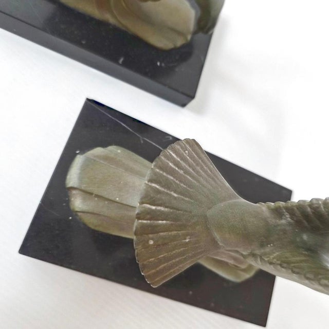 Vintage Seagull on a Wave Bookends in Marble and Metal, 1950s, Set of 2 For Sale - Image 12 of 15