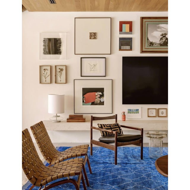 Contemporary Blue Moroccan Beni MRirt Rug - 13.5 X 10.1 Ft For Sale - Image 3 of 6