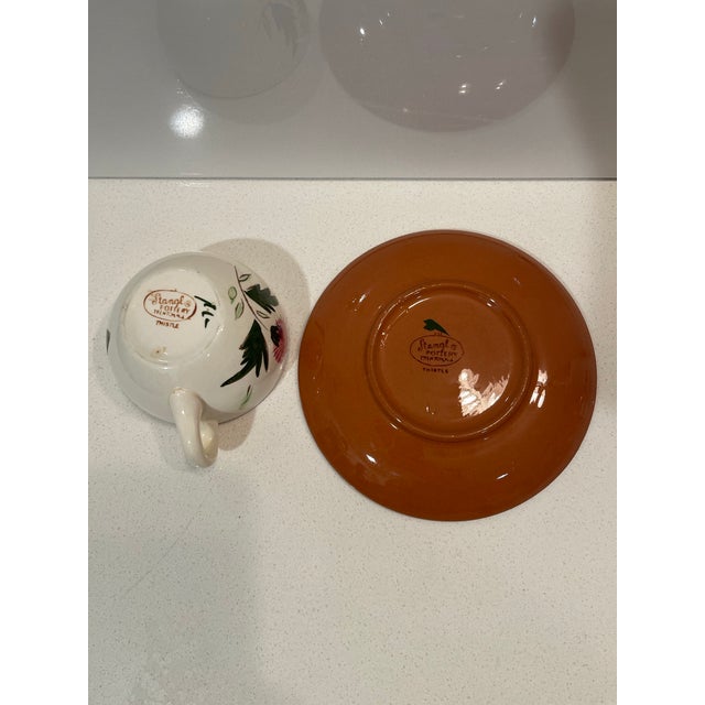 Mid 20th Century Mid-20th Century Stangl Pink Thistle Tea Cup & Saucer Set For Sale - Image 5 of 12