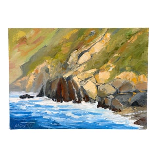 Kathleen Murray Original Big Sur California Coast Oil Painting, 8 X 10 For Sale