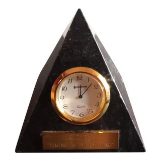 Benchmark Quartz Onyx Pyramid Mantle/Desk Clock For Sale