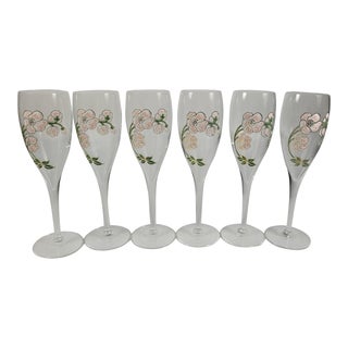 Vintage Perrier-Jouet French Champagne Flute Glasses--Set of 6 For Sale