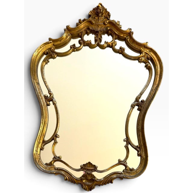 Mid-Century Modern Bassett Mirror Company Old World Hermosa Wall Mirror in Gold Leaf M2968 For Sale - Image 3 of 7