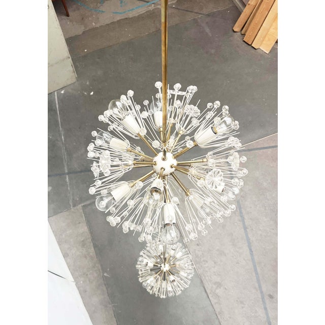 Mid-Century Modern Austrian Double Snowflake Light Installation in Glass and Metal by Emil Stejnar for Rupert Nikoll, Vienna, Austria, 1950s For Sale - Image 17 of 18