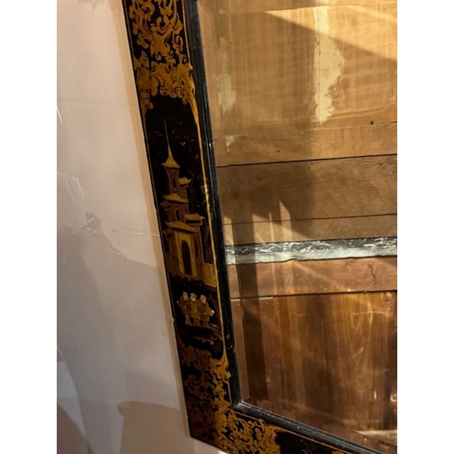Black English Chinoiserie Lacquered Mirrors For Sale - Image 8 of 8